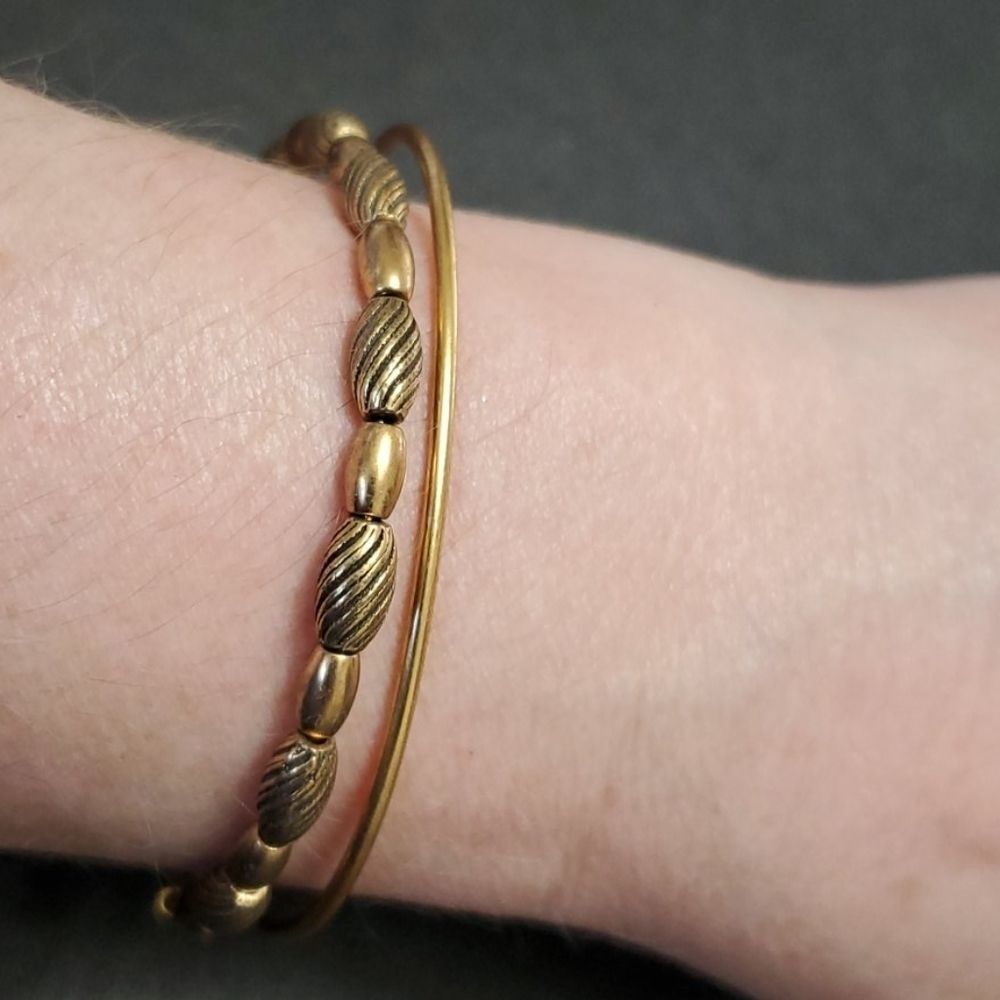 Alex and Ani gold tone coordinating bracelet set